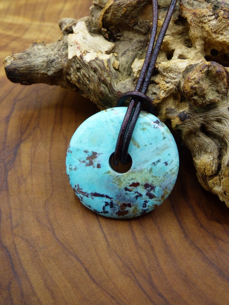 Chrysocolla Chrysocolla Protective Donut 30mm Gemstone Necklace