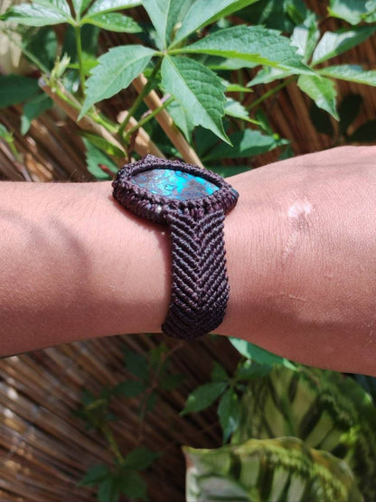 Chrysocoll ~ Edelstein Makramee Armband ~ GOA ~ Hippie ~Boho ~Ethno ~Indie ~Nature ~Heilstein - Art of Nature Berlin