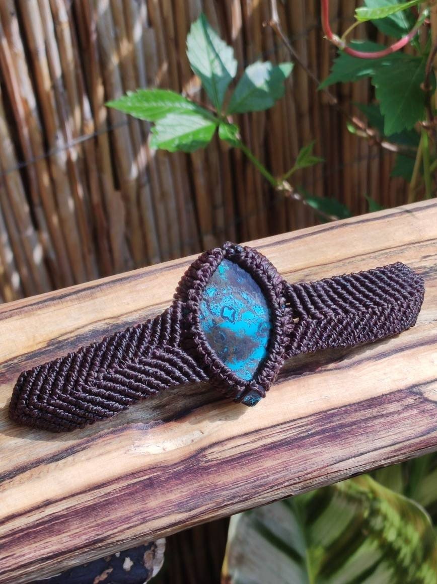 Chrysocoll ~ Edelstein Makramee Armband ~ GOA ~ Hippie ~Boho ~Ethno ~Indie ~Nature ~Heilstein - Art of Nature Berlin