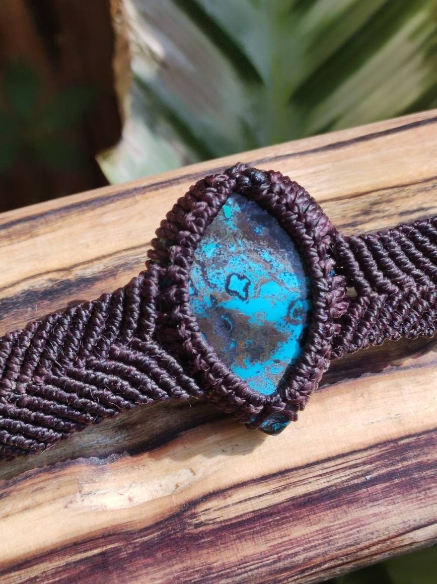 Chrysocoll ~ Edelstein Makramee Armband ~ GOA ~ Hippie ~Boho ~Ethno ~Indie ~Nature ~Heilstein - Art of Nature Berlin