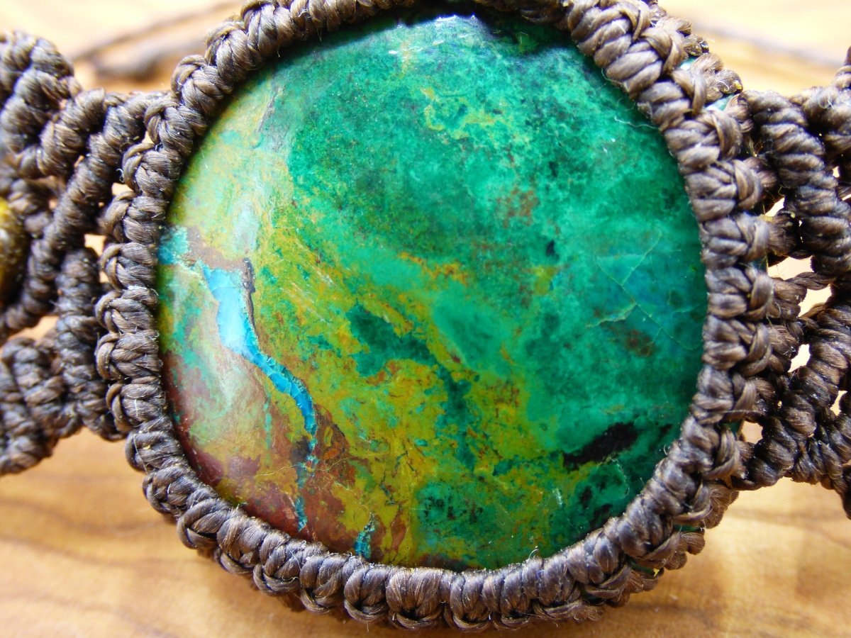 Chrysocoll ~ Edelstein Makramee Armband ~ GOA ~ Hippie ~Boho ~Ethno ~Indie ~Nature ~Heilstein - Art of Nature Berlin