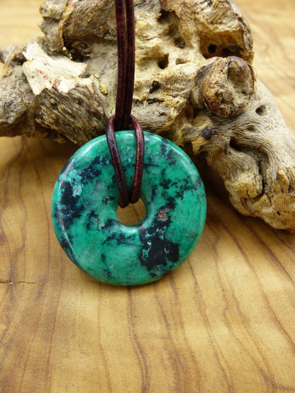 Chrysokoll Chrysocoll Chrysokolla Donut 30mm ~ Edelstein Kette ~HIPPIE ~GOA ~Boho ~Tibet ~Ethno ~Nature ~Donut ~Heilstein ~Rarität - Art of Nature Berlin