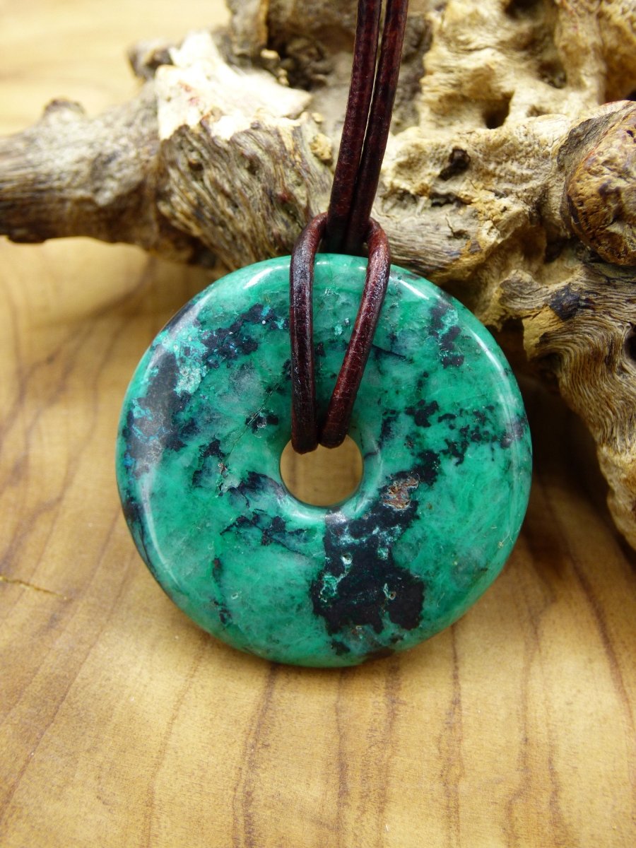 Chrysokoll Chrysocoll Chrysokolla Donut 30mm ~ Edelstein Kette ~HIPPIE ~GOA ~Boho ~Tibet ~Ethno ~Nature ~Donut ~Heilstein ~Rarität - Art of Nature Berlin