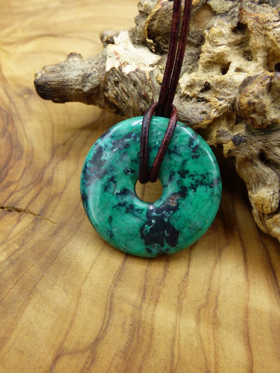 Chrysokoll Chrysocoll Chrysokolla Donut 30mm ~ Edelstein Kette ~HIPPIE ~GOA ~Boho ~Tibet ~Ethno ~Nature ~Donut ~Heilstein ~Rarität - Art of Nature Berlin