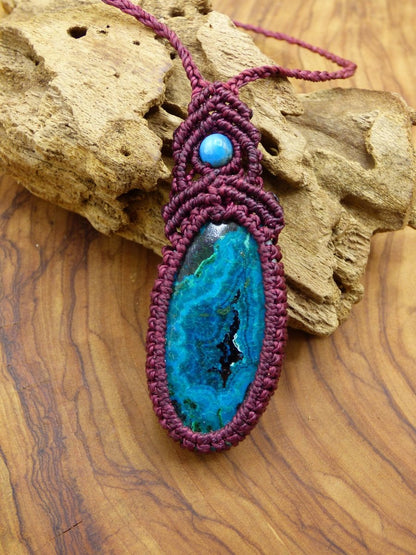 Chrysokoll / Chrysocoll ~ Makramee Edelstein Kette ~HIPPIE ~GOA ~Boho ~Ethno ~Nature ~Heilstein - Art of Nature Berlin