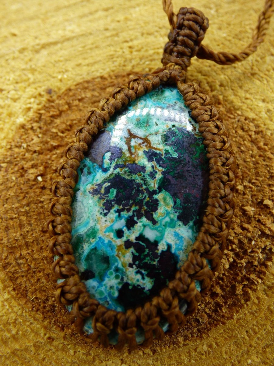 Chrysokoll / Chrysocoll ~ Makramee Edelstein Kette ~HIPPIE ~GOA ~Boho ~Ethno ~Nature ~Heilstein ~Rarität ~Universum - Art of Nature Berlin