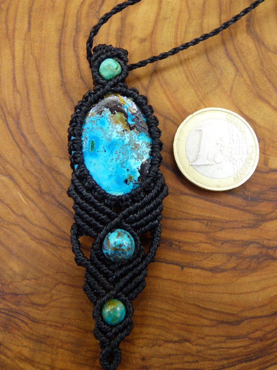 Chrysokoll / Chrysocoll & Malachit ~ Makramee Edelstein Kette ~HIPPIE ~GOA ~Boho ~Ethno ~Nature ~Heilstein - Art of Nature Berlin