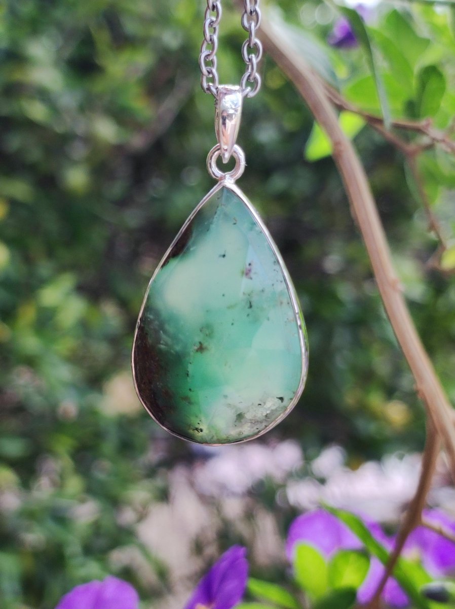 Chrysoprase AAA Edelstein Kette 925 Sterling Silber - Edler Frau Mann Schmuck Filigran Hochzeitstag Geburtstag Geschenk Heilstein Rarität - Art of Nature Berlin