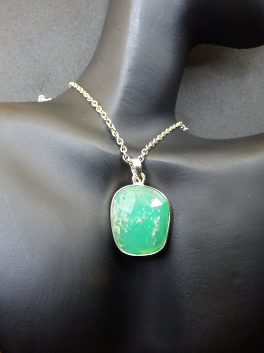 Chrysoprase AAA Edelstein Kette 925 Sterling Silber - Edler Frau Mann Schmuck Filigran Hochzeitstag Geburtstag Geschenk Heilstein Rarität - Art of Nature Berlin