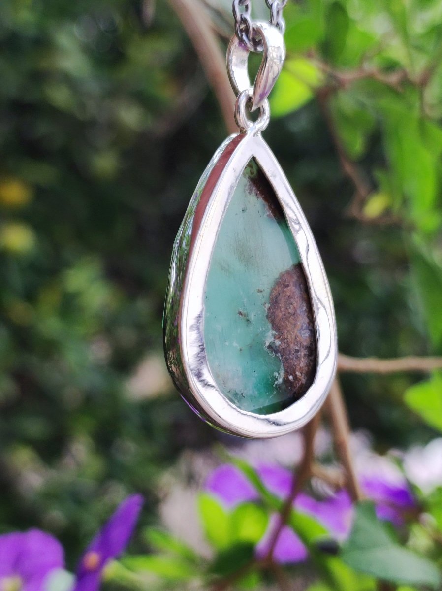 Chrysoprase AAA Edelstein Kette 925 Sterling Silber - Edler Frau Mann Schmuck Filigran Hochzeitstag Geburtstag Geschenk Heilstein Rarität - Art of Nature Berlin