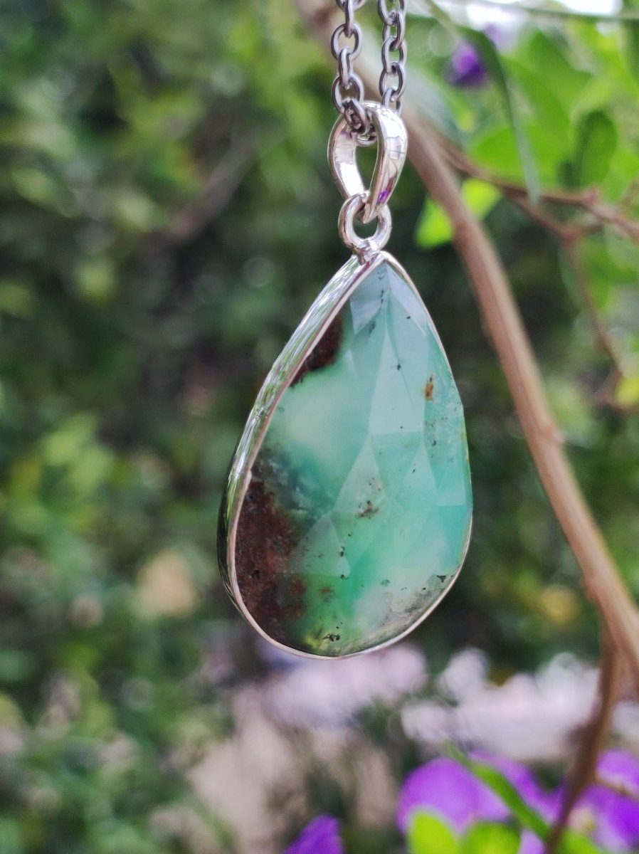 Chrysoprase AAA Edelstein Kette 925 Sterling Silber - Edler Frau Mann Schmuck Filigran Hochzeitstag Geburtstag Geschenk Heilstein Rarität - Art of Nature Berlin