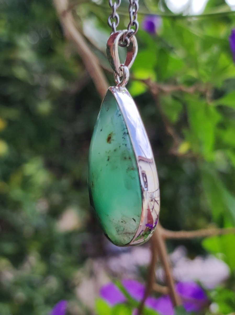 Chrysoprase AAA Edelstein Kette 925 Sterling Silber - Edler Frau Mann Schmuck Filigran Hochzeitstag Geburtstag Geschenk Heilstein Rarität - Art of Nature Berlin