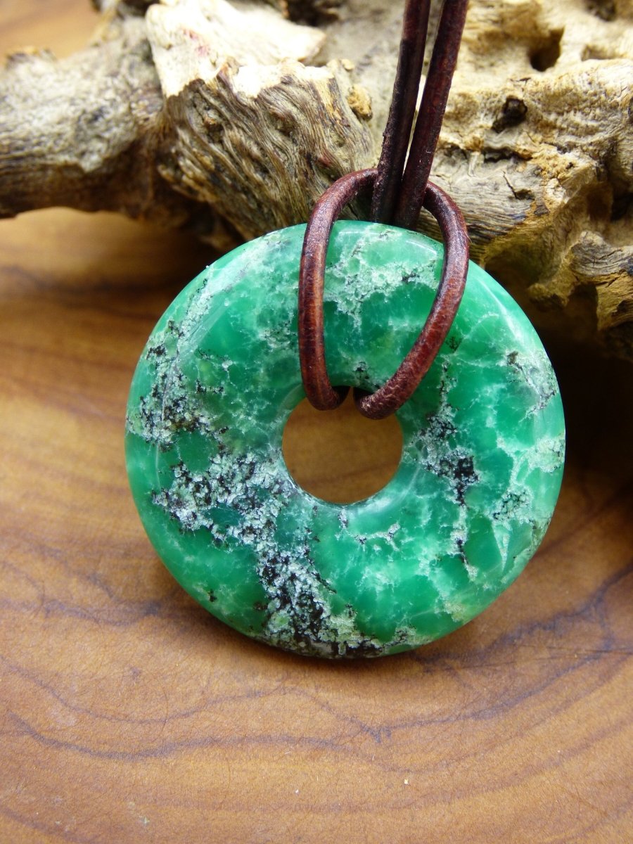 Chrysoprase ~ Edelstein Kette ~HIPPIE ~GOA ~Boho ~Tibet ~Ethno ~Nature ~Donut ~Schutzsymbol ~Heilstein ~Rarität - Art of Nature Berlin