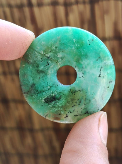 Chrysoprase ~ Edelstein Kette ~HIPPIE ~GOA ~Boho ~Tibet ~Ethno ~Nature ~Donut ~Schutzsymbol ~Heilstein ~Rarität - Art of Nature Berlin