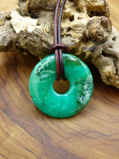 Chrysoprase ~ Edelstein Kette ~HIPPIE ~GOA ~Boho ~Tibet ~Ethno ~Nature ~Donut ~Schutzsymbol ~Heilstein ~Rarität - Art of Nature Berlin