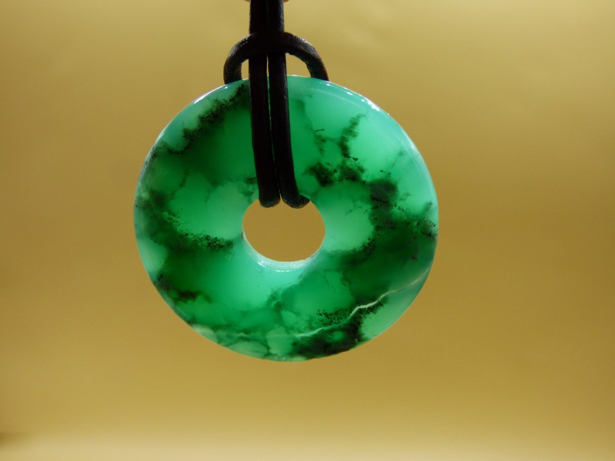 Chrysoprase ~ Edelstein Kette ~HIPPIE ~GOA ~Boho ~Tibet ~Ethno ~Nature ~Donut ~Schutzsymbol ~Heilstein ~Rarität - Art of Nature Berlin