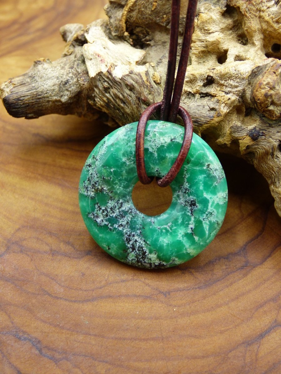 Chrysoprase ~ Edelstein Kette ~HIPPIE ~GOA ~Boho ~Tibet ~Ethno ~Nature ~Donut ~Schutzsymbol ~Heilstein ~Rarität - Art of Nature Berlin