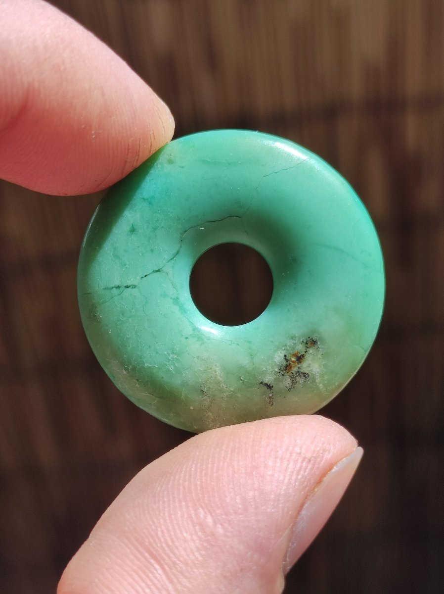 Chrysoprase ~ Edelstein Kette ~HIPPIE ~GOA ~Boho ~Tibet ~Ethno ~Nature ~Donut ~Schutzsymbol ~Heilstein ~Rarität - Art of Nature Berlin