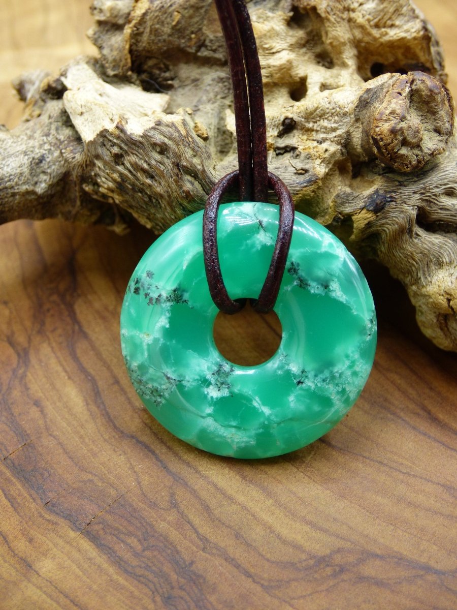 Chrysoprase ~ Edelstein Kette ~HIPPIE ~GOA ~Boho ~Tibet ~Ethno ~Nature ~Donut ~Schutzsymbol ~Heilstein ~Rarität - Art of Nature Berlin