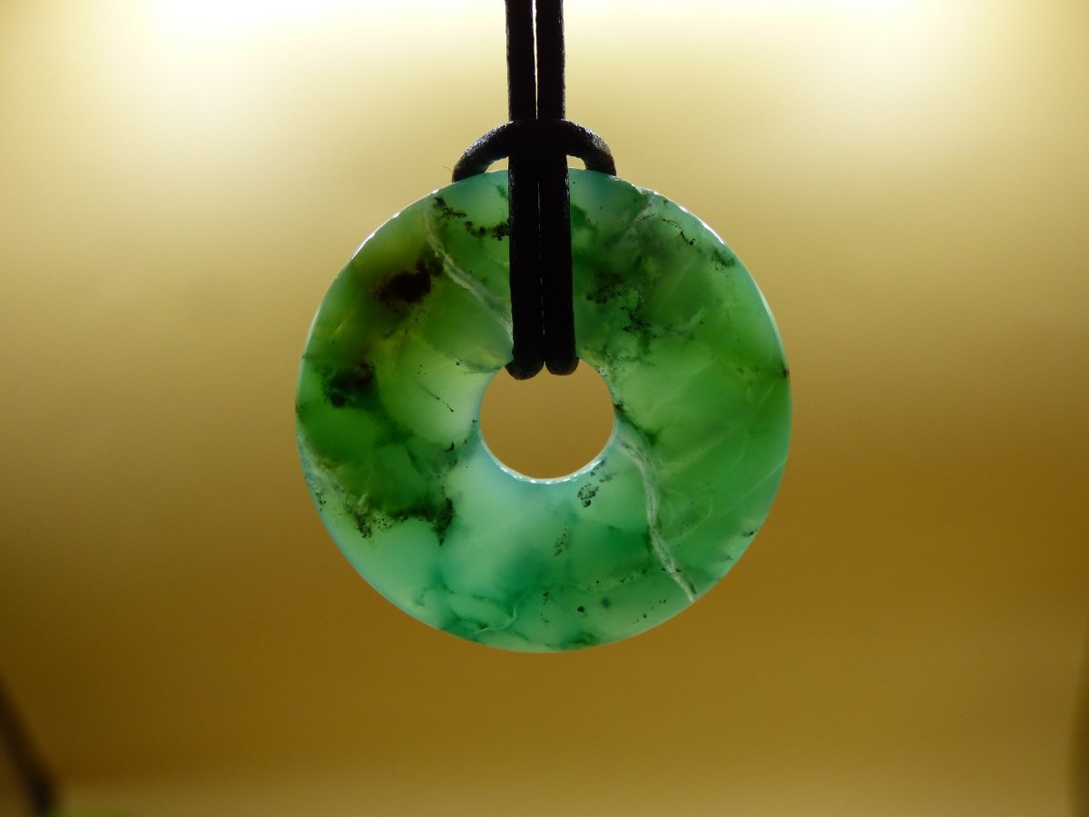 Chrysoprase ~ Edelstein Kette ~HIPPIE ~GOA ~Boho ~Tibet ~Ethno ~Nature ~Donut ~Schutzsymbol ~Heilstein ~Rarität - Art of Nature Berlin