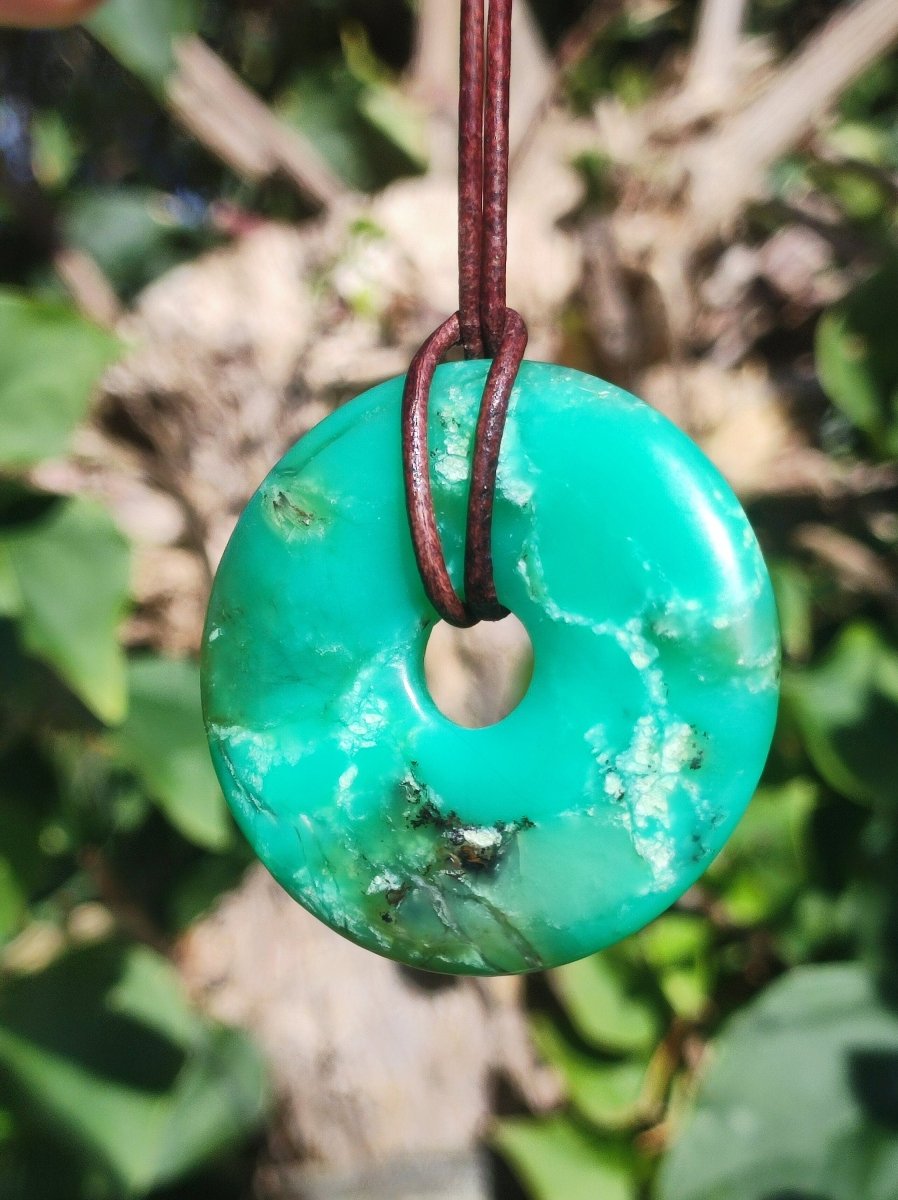 Chrysoprase ~ Edelstein Kette ~HIPPIE ~GOA ~Boho ~Tibet ~Ethno ~Nature ~Donut ~Schutzsymbol ~Heilstein ~Rarität - Art of Nature Berlin