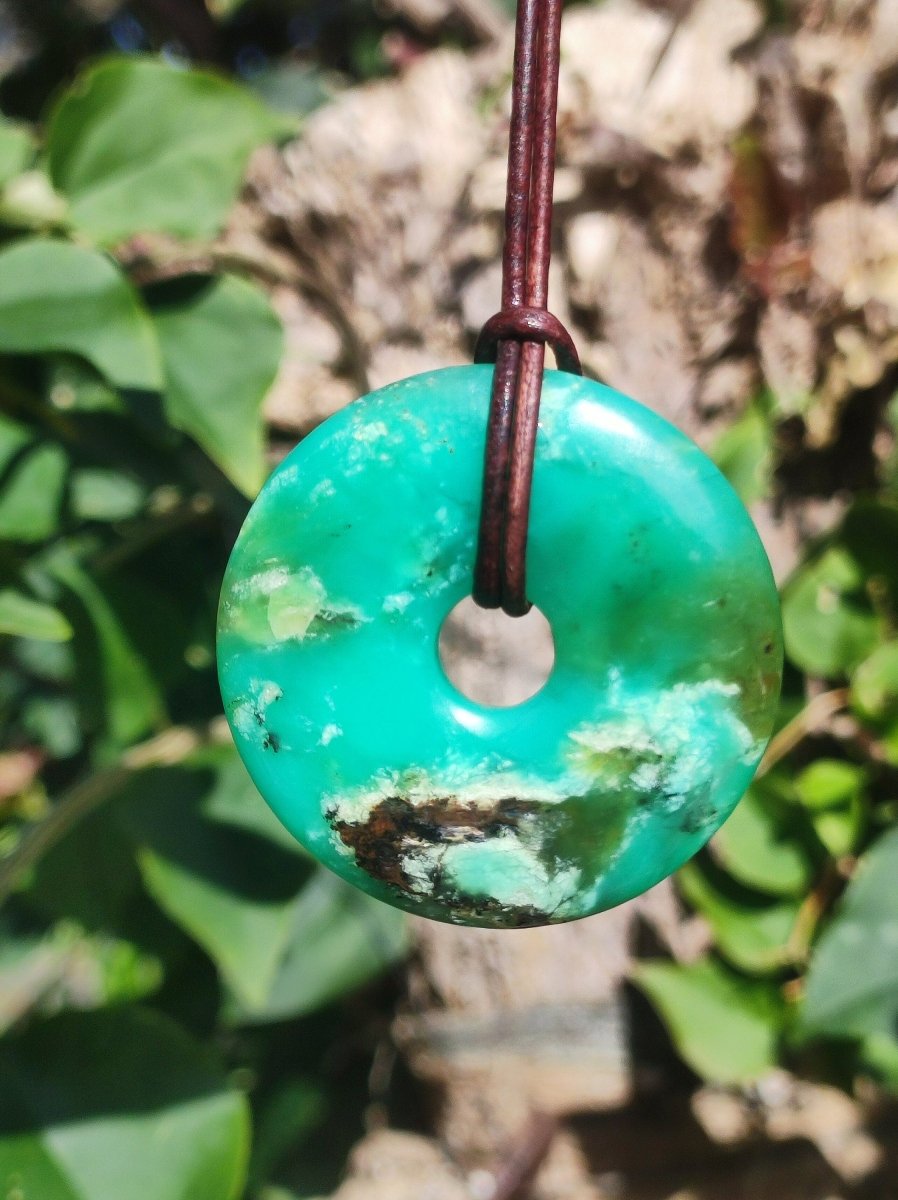 Chrysoprase ~ Edelstein Kette ~HIPPIE ~GOA ~Boho ~Tibet ~Ethno ~Nature ~Donut ~Schutzsymbol ~Heilstein ~Rarität - Art of Nature Berlin