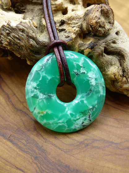 Chrysoprase ~ Edelstein Kette ~HIPPIE ~GOA ~Boho ~Tibet ~Ethno ~Nature ~Donut ~Schutzsymbol ~Heilstein ~Rarität - Art of Nature Berlin