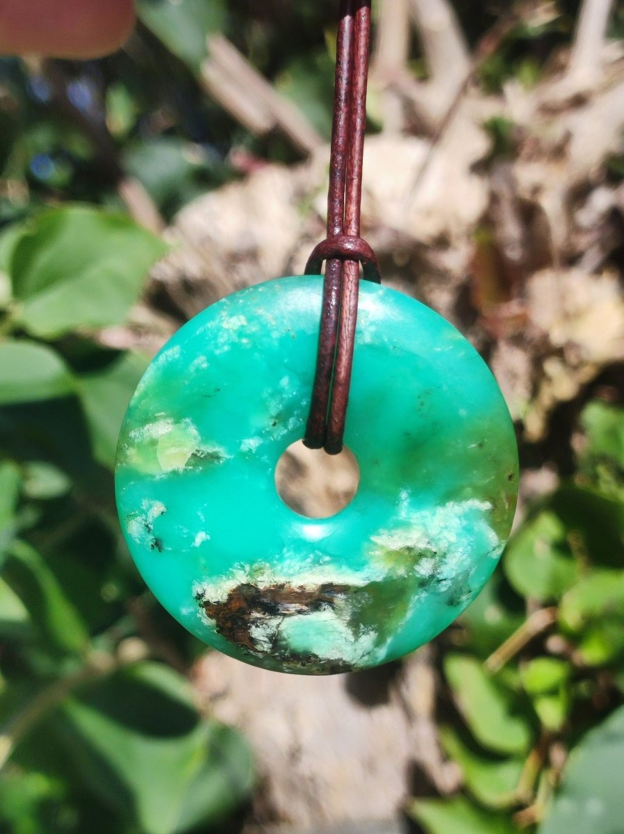 Chrysoprase ~ Edelstein Kette ~HIPPIE ~GOA ~Boho ~Tibet ~Ethno ~Nature ~Donut ~Schutzsymbol ~Heilstein ~Rarität - Art of Nature Berlin