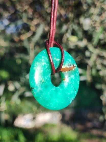 Chrysoprase ~ Edelstein Kette ~HIPPIE ~GOA ~Boho ~Tibet ~Ethno ~Nature ~Donut ~Schutzsymbol ~Heilstein ~Rarität - Art of Nature Berlin