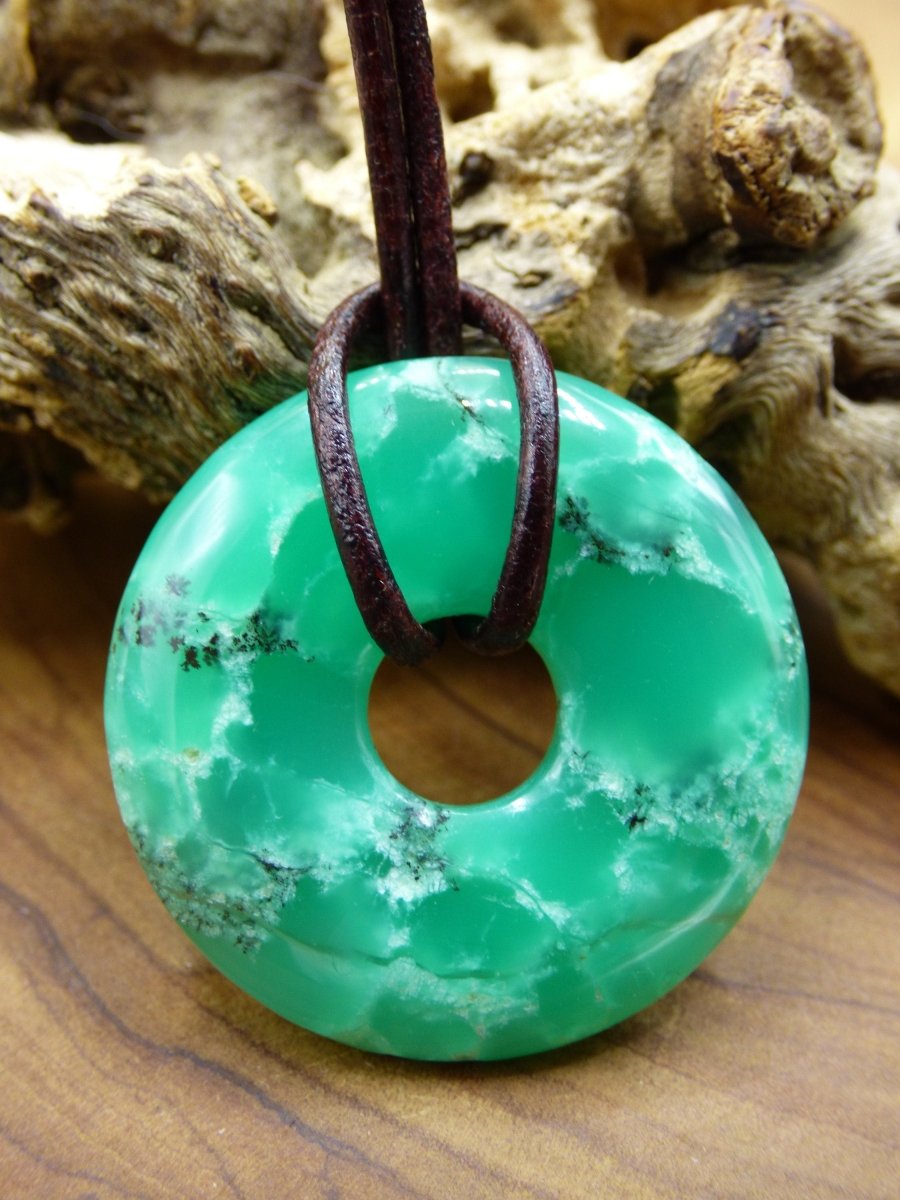 Chrysoprase ~ Edelstein Kette ~HIPPIE ~GOA ~Boho ~Tibet ~Ethno ~Nature ~Donut ~Schutzsymbol ~Heilstein ~Rarität - Art of Nature Berlin