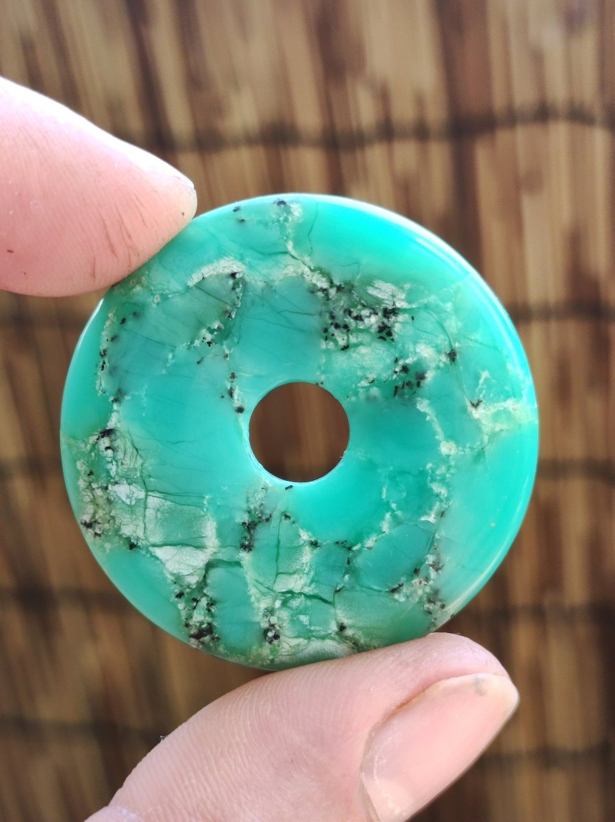 Chrysoprase ~ Edelstein Kette ~HIPPIE ~GOA ~Boho ~Tibet ~Ethno ~Nature ~Donut ~Schutzsymbol ~Heilstein ~Rarität - Art of Nature Berlin