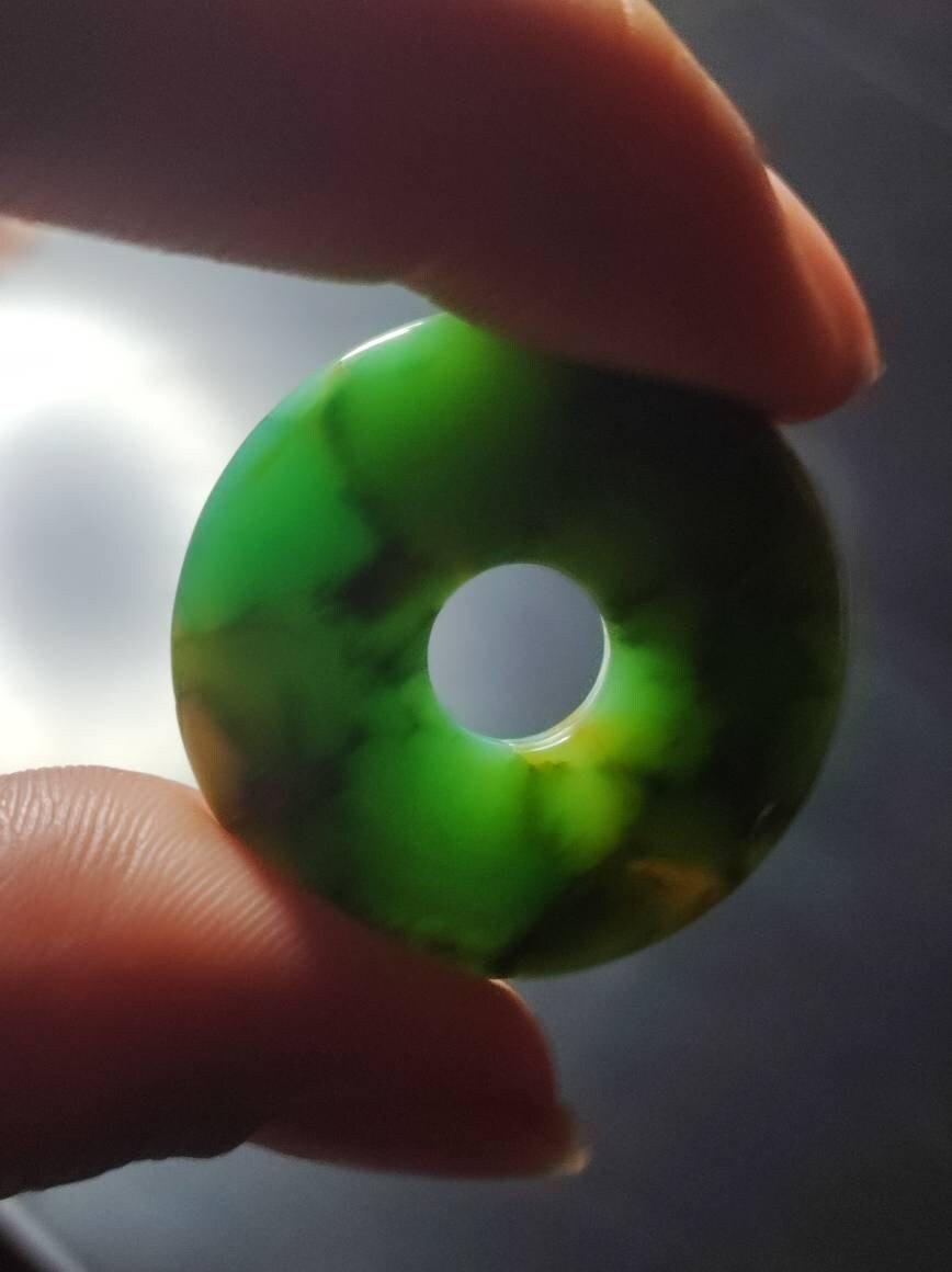 Chrysoprase ~ Edelstein Kette ~HIPPIE ~GOA ~Boho ~Tibet ~Ethno ~Nature ~Donut ~Schutzsymbol ~Heilstein ~Rarität - Art of Nature Berlin