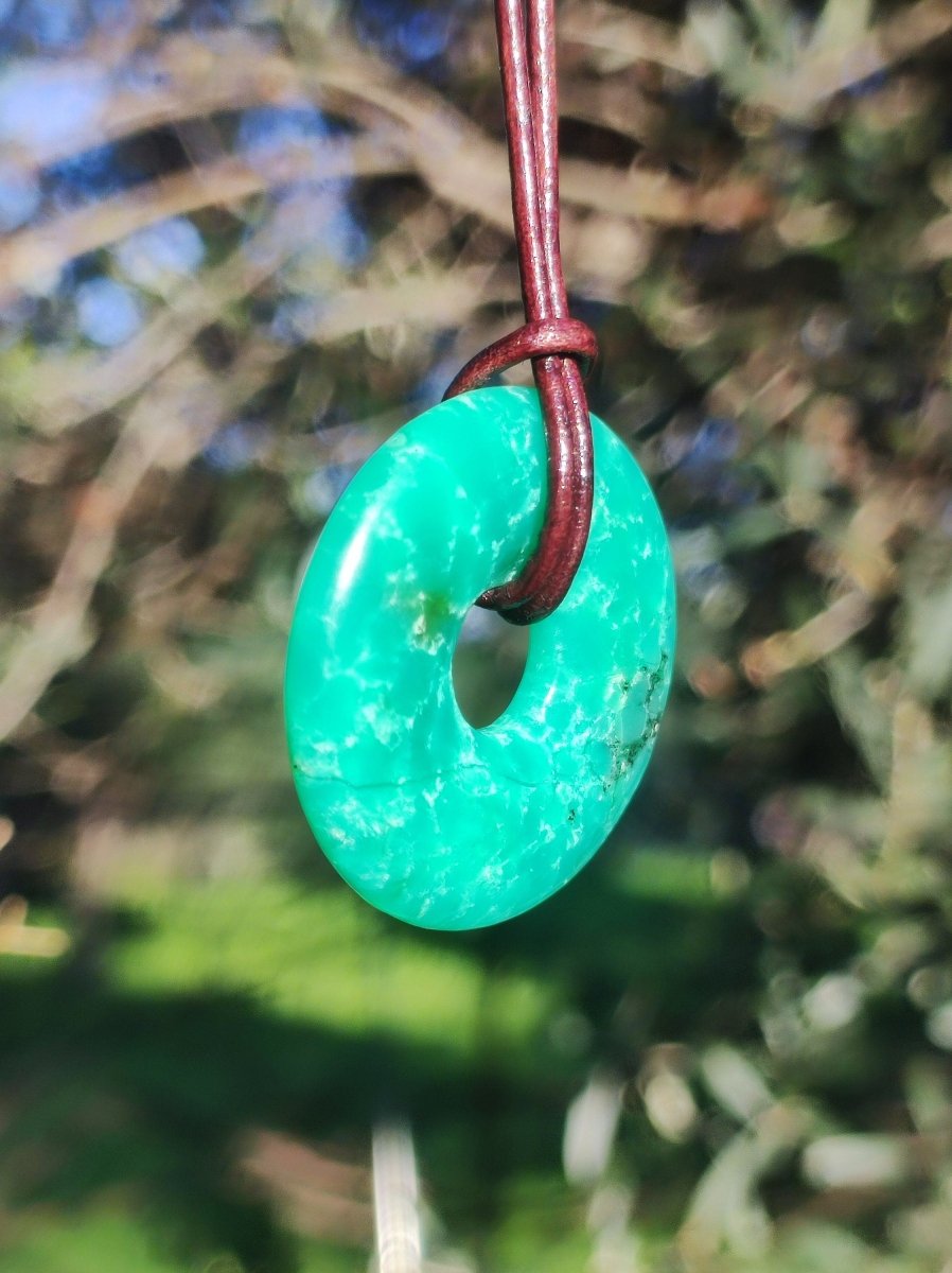 Chrysoprase ~ Edelstein Kette ~HIPPIE ~GOA ~Boho ~Tibet ~Ethno ~Nature ~Donut ~Schutzsymbol ~Heilstein ~Rarität - Art of Nature Berlin