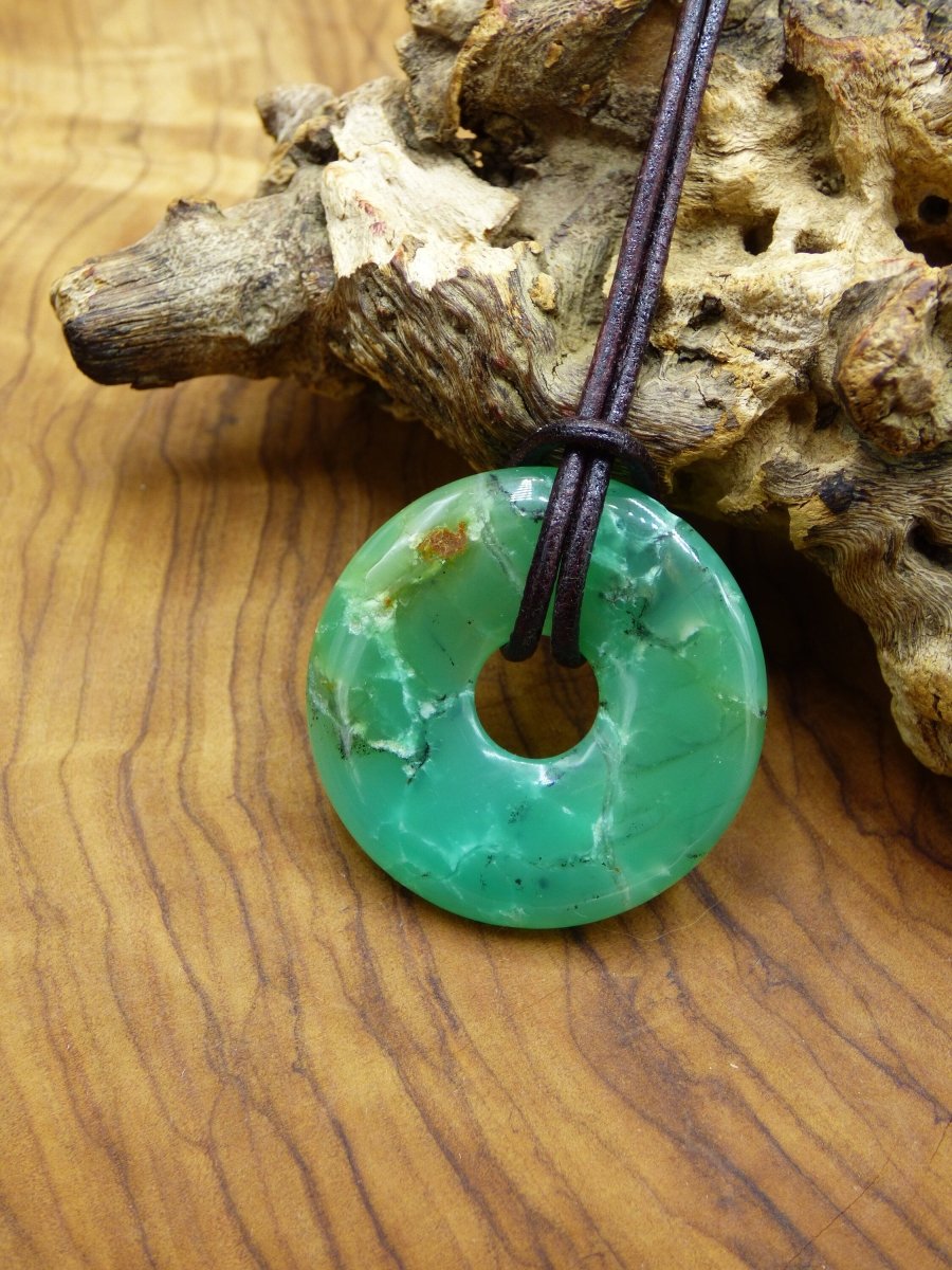 Chrysoprase ~ Edelstein Kette ~HIPPIE ~GOA ~Boho ~Tibet ~Ethno ~Nature ~Donut ~Schutzsymbol ~Heilstein ~Rarität - Art of Nature Berlin