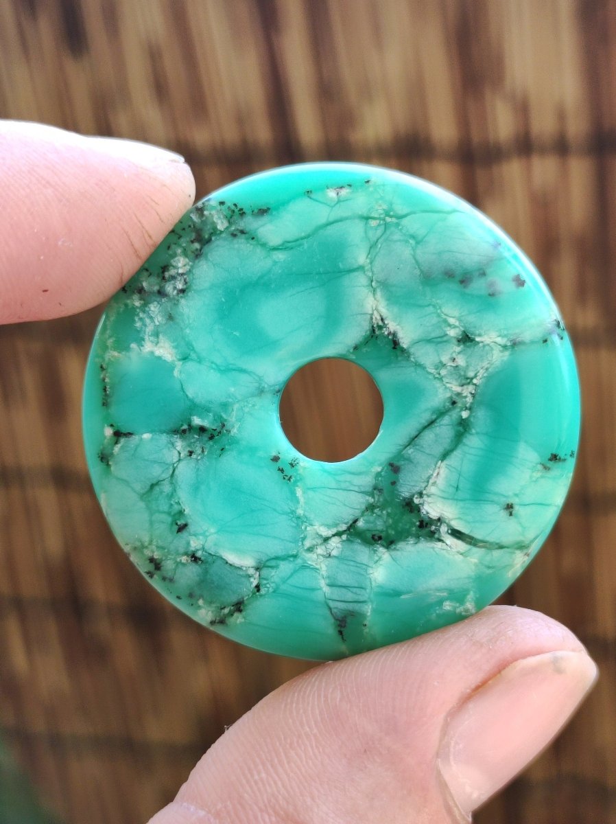 Chrysoprase ~ Edelstein Kette ~HIPPIE ~GOA ~Boho ~Tibet ~Ethno ~Nature ~Donut ~Schutzsymbol ~Heilstein ~Rarität - Art of Nature Berlin