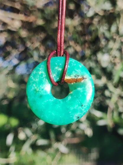 Chrysoprase ~ Edelstein Kette ~HIPPIE ~GOA ~Boho ~Tibet ~Ethno ~Nature ~Donut ~Schutzsymbol ~Heilstein ~Rarität - Art of Nature Berlin