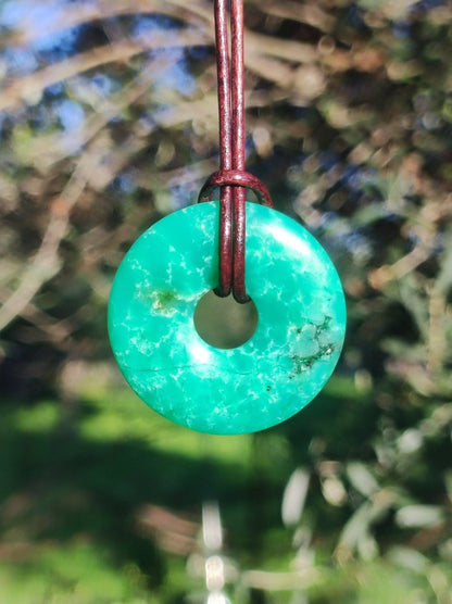 Chrysoprase ~ Edelstein Kette ~HIPPIE ~GOA ~Boho ~Tibet ~Ethno ~Nature ~Donut ~Schutzsymbol ~Heilstein ~Rarität - Art of Nature Berlin