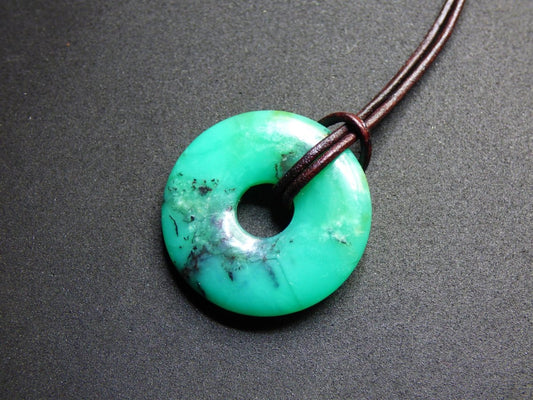 Chrysoprase ~ Edelstein Kette ~HIPPIE ~GOA ~Boho ~Tibet ~Ethno ~Nature ~Donut ~Schutzsymbol ~Heilstein ~Rarität - Art of Nature Berlin