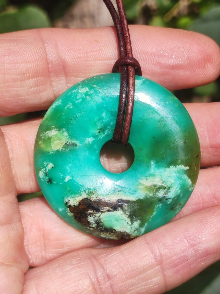 Chrysoprase ~ Edelstein Kette ~HIPPIE ~GOA ~Boho ~Tibet ~Ethno ~Nature ~Donut ~Schutzsymbol ~Heilstein ~Rarität - Art of Nature Berlin