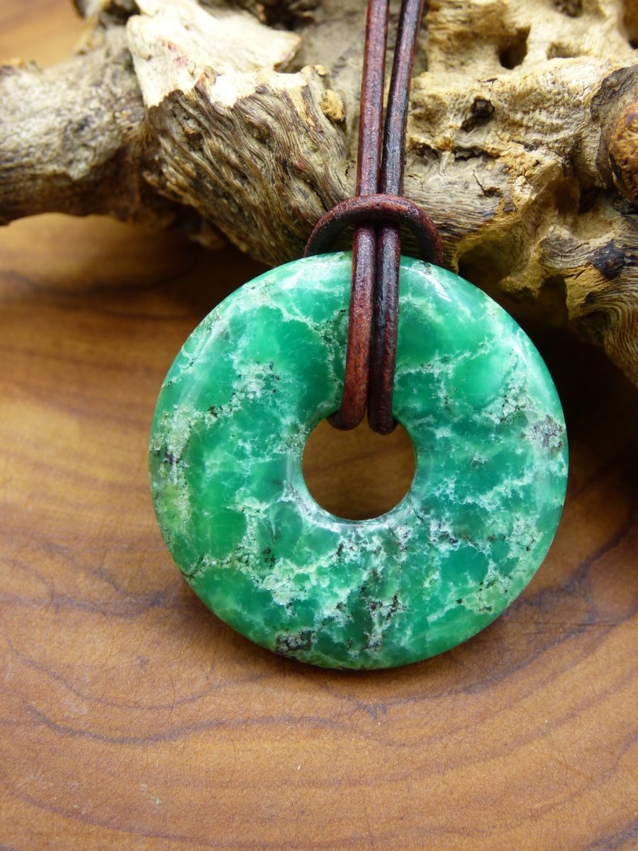 Chrysoprase ~ Edelstein Kette ~HIPPIE ~GOA ~Boho ~Tibet ~Ethno ~Nature ~Donut ~Schutzsymbol ~Heilstein ~Rarität - Art of Nature Berlin