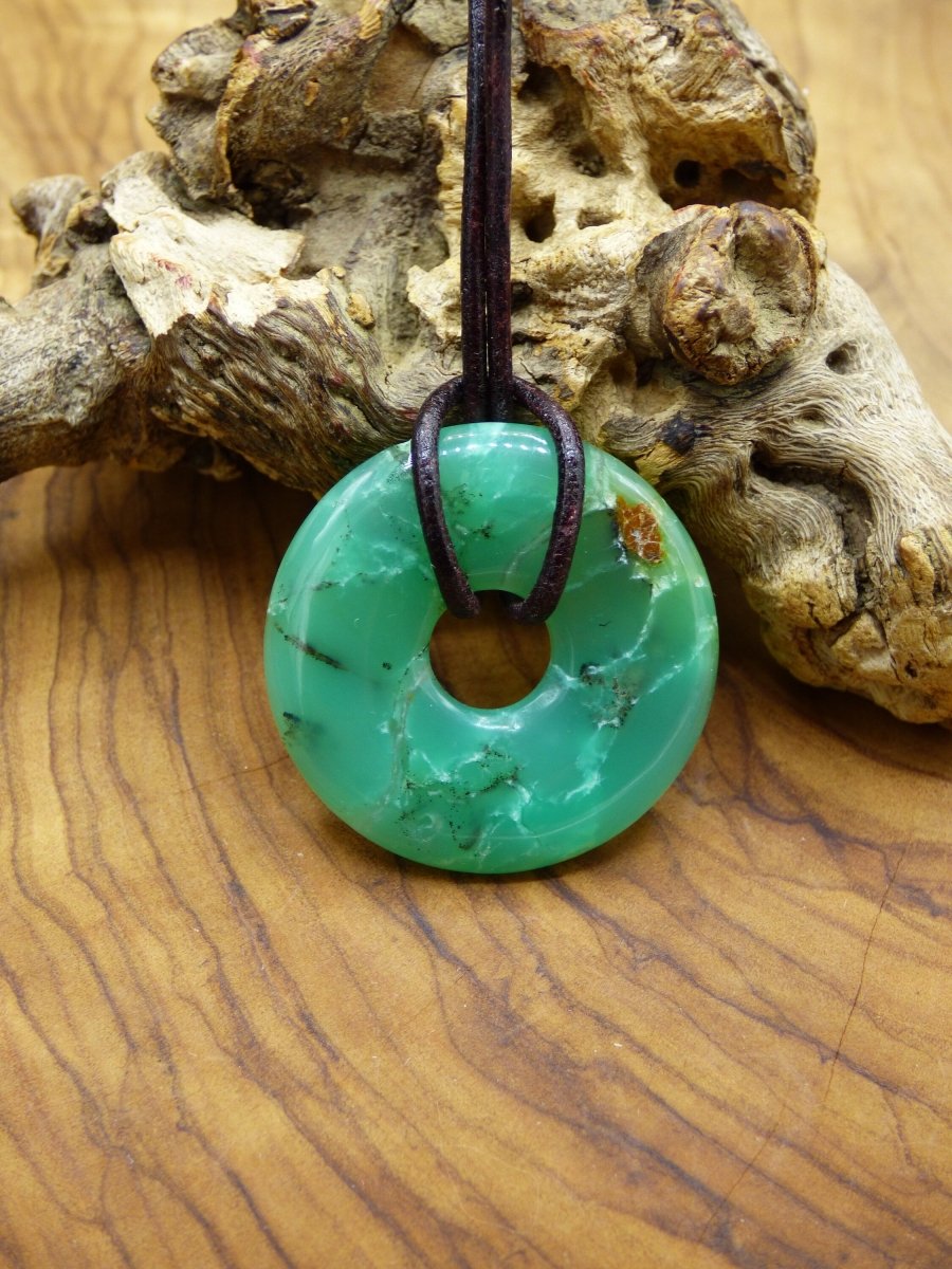 Chrysoprase ~ Edelstein Kette ~HIPPIE ~GOA ~Boho ~Tibet ~Ethno ~Nature ~Donut ~Schutzsymbol ~Heilstein ~Rarität - Art of Nature Berlin