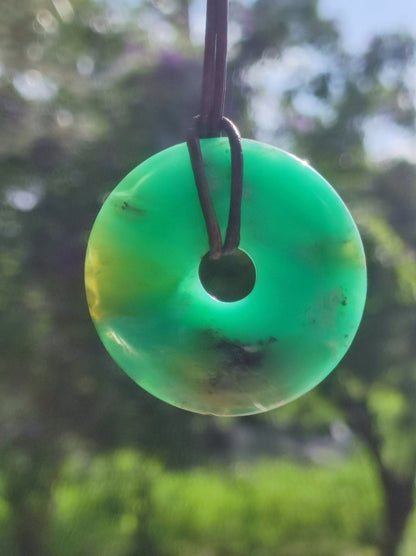 Chrysoprase ~ Edelstein Kette ~HIPPIE ~GOA ~Boho ~Tibet ~Ethno ~Nature ~Donut ~Schutzsymbol ~Heilstein ~Rarität - Art of Nature Berlin