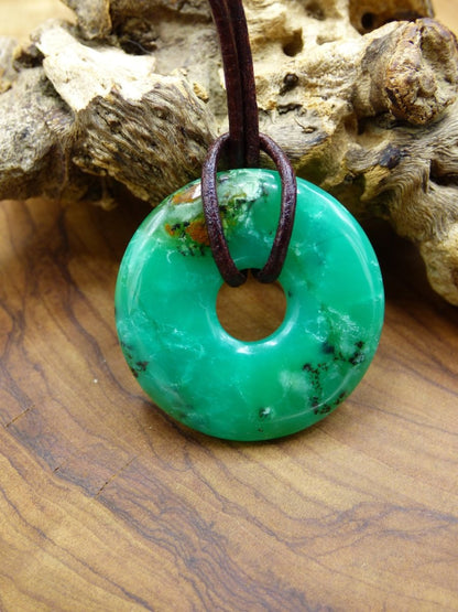 Chrysoprase ~ Edelstein Kette ~HIPPIE ~GOA ~Boho ~Tibet ~Ethno ~Nature ~Donut ~Schutzsymbol ~Heilstein ~Rarität - Art of Nature Berlin