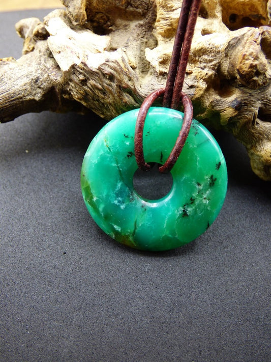 Chrysoprase ~ Edelstein Kette ~HIPPIE ~GOA ~Boho ~Tibet ~Ethno ~Nature ~Donut ~Schutzsymbol ~Heilstein ~Rarität - Art of Nature Berlin