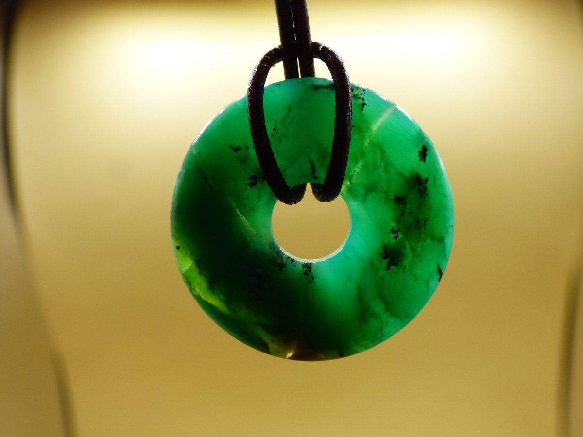 Chrysoprase ~ Edelstein Kette ~HIPPIE ~GOA ~Boho ~Tibet ~Ethno ~Nature ~Donut ~Schutzsymbol ~Heilstein ~Rarität - Art of Nature Berlin