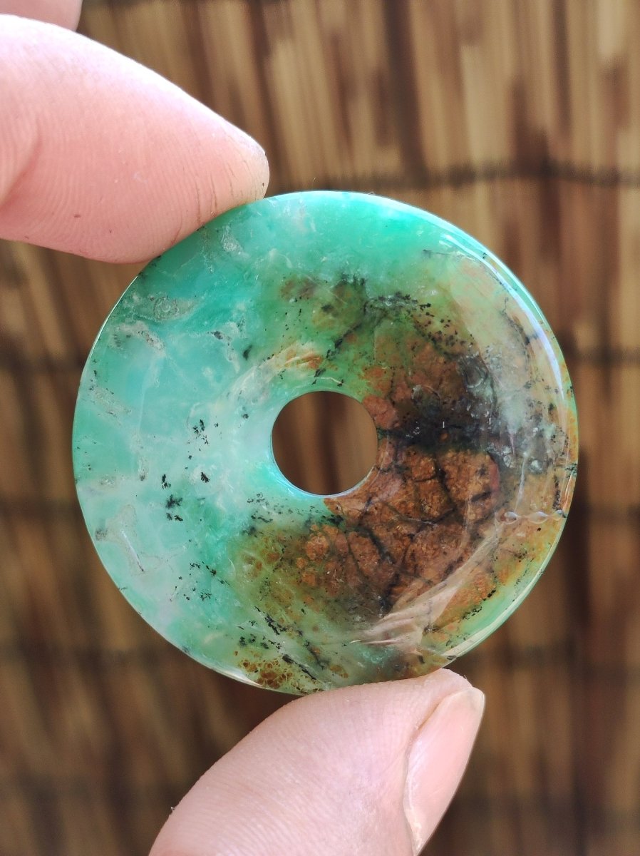 Chrysoprase ~ Edelstein Kette ~HIPPIE ~GOA ~Boho ~Tibet ~Ethno ~Nature ~Donut ~Schutzsymbol ~Heilstein ~Rarität - Art of Nature Berlin