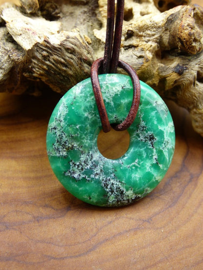 Chrysoprase ~ Edelstein Kette ~HIPPIE ~GOA ~Boho ~Tibet ~Ethno ~Nature ~Donut ~Schutzsymbol ~Heilstein ~Rarität - Art of Nature Berlin