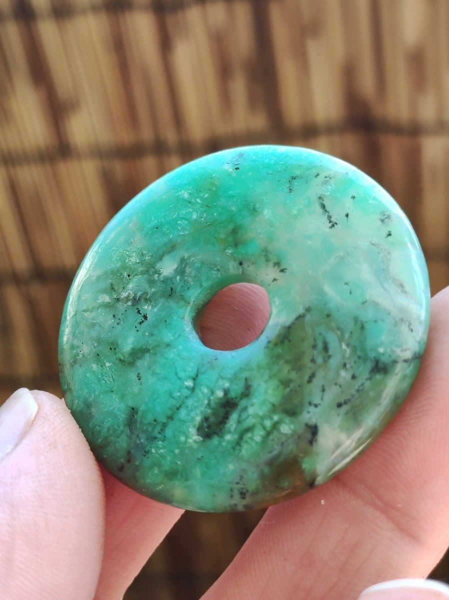 Chrysoprase ~ Edelstein Kette ~HIPPIE ~GOA ~Boho ~Tibet ~Ethno ~Nature ~Donut ~Schutzsymbol ~Heilstein ~Rarität - Art of Nature Berlin