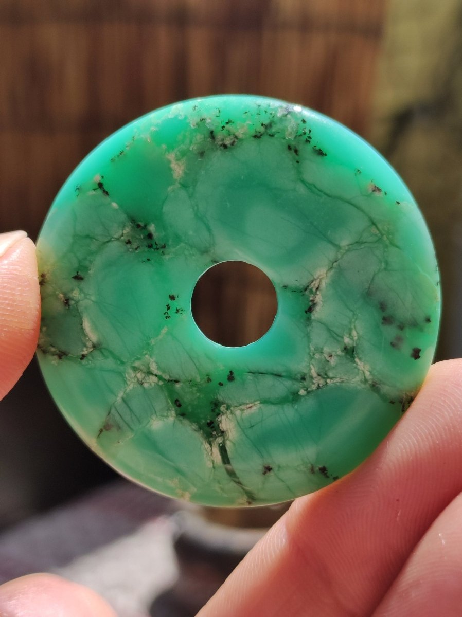 Chrysoprase ~ Edelstein Kette ~HIPPIE ~GOA ~Boho ~Tibet ~Ethno ~Nature ~Donut ~Schutzsymbol ~Heilstein ~Rarität - Art of Nature Berlin