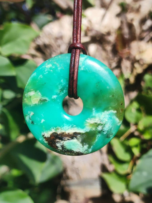 Chrysoprase ~ Edelstein Kette ~HIPPIE ~GOA ~Boho ~Tibet ~Ethno ~Nature ~Donut ~Schutzsymbol ~Heilstein ~Rarität - Art of Nature Berlin